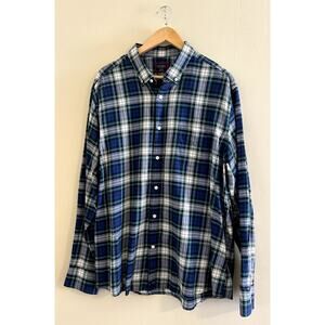 Untuckit Green Blue White Striped Long-sleeve Button-down Flannel Shirt Mens XXL